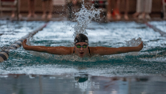 The girls' butterfly race during Miners v Murray meet at Ecker Hill on Nov. 4.