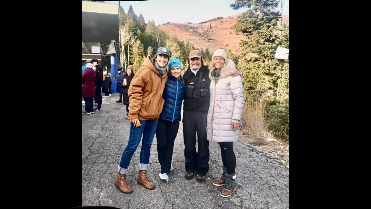 (L-R) Bree Schaff, Katie Demong, Carl Roepke, and Noelle Pikus-Pace at the Utah Olympic Park's Skeleton national race.