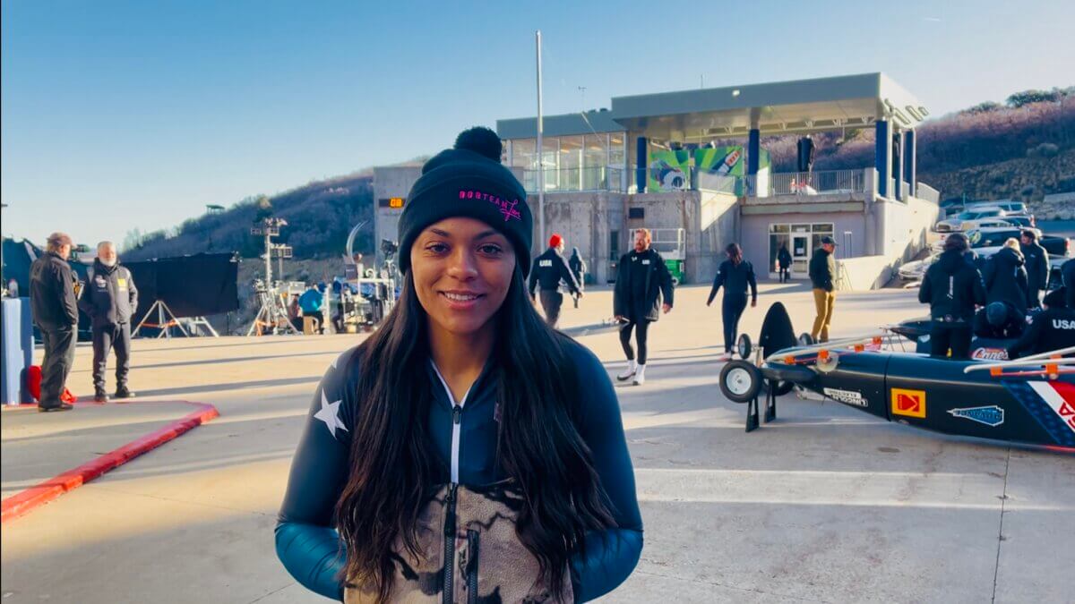 Utah's Kaysha Love bobsled training at the Utah Olympic Park before placing second in Cortina, Italy's World Cup.