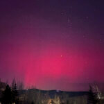 A deep pink saturates the northern sky Tuesday, November 12, 2025. The photo was taken from Pinebrook.