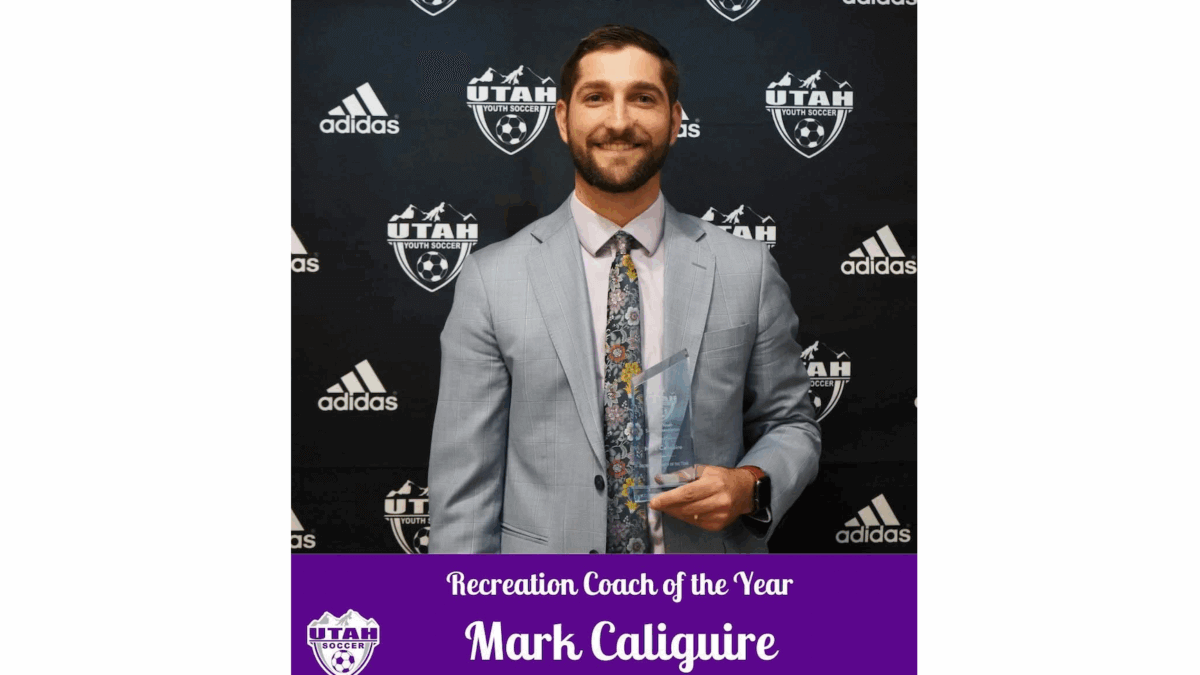 Mark Caliguire of the Park City Soccer Club wins Utah Coach of the Year in Salt Lake City.