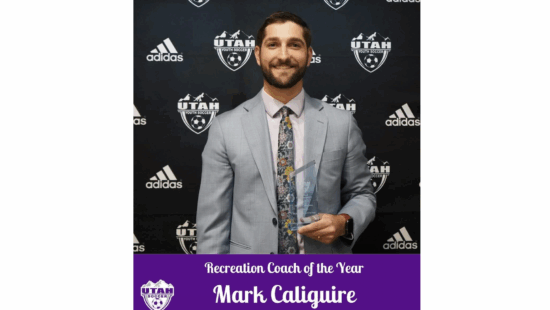 Mark Caliguire of the Park City Soccer Club wins Utah Coach of the Year in Salt Lake City.