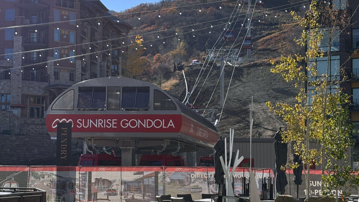 The new Sunrise Gondola at the Pendry Plaza, Park City Mountain, Canyons Village