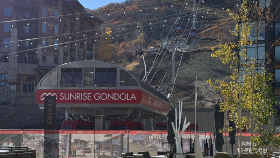 The new Sunrise Gondola at the Pendry Plaza, Park City Mountain, Canyons Village