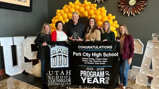 Park City High School counselors gather at the Utah School Counselor Association conference on Nov. 21 after being named the 2025–26 School Counseling Program of the Year. The team — Heather Briley, Pepper Elliott, Kristen Hall, Shannon Hase, Liz Moskal and Dara Smith — accepted the statewide honor recognizing their comprehensive support for students.