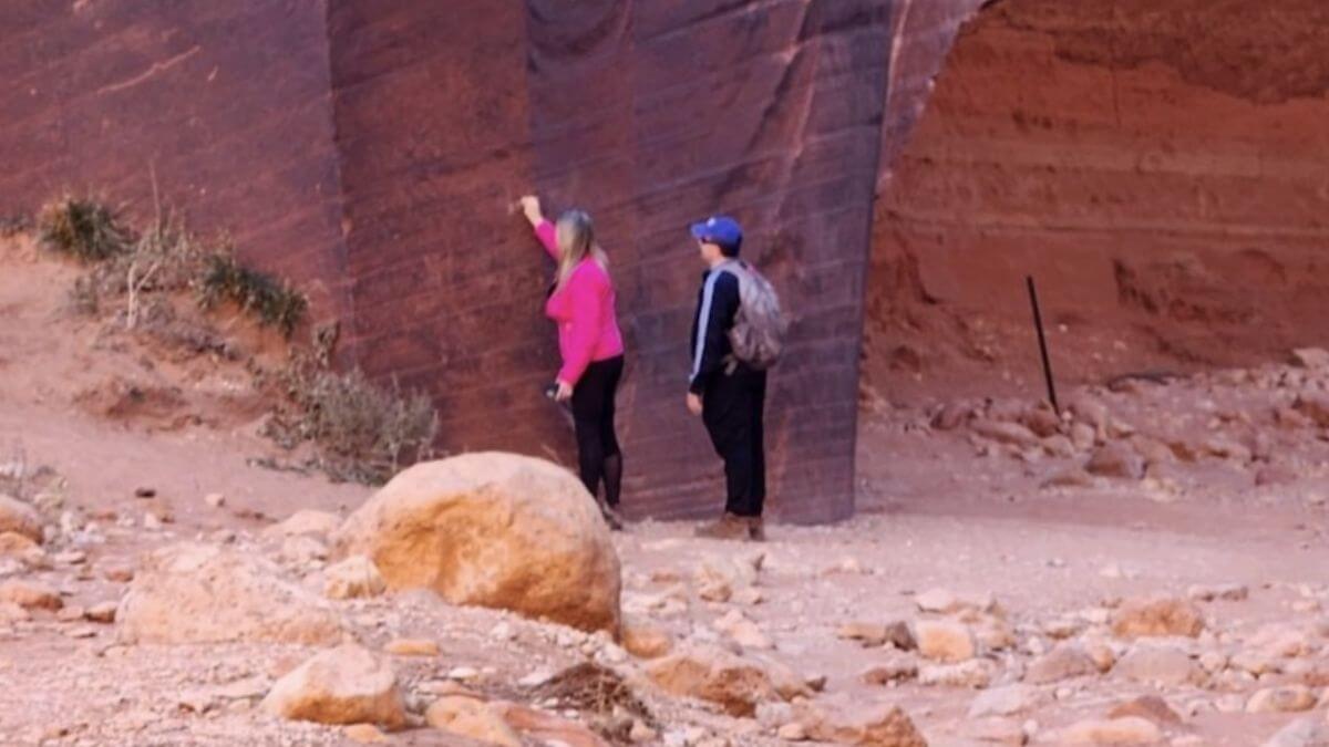 The Kane County Sheriff's Office shared this photo in November 2024 in an attempt to identify the vandal or vandals after petroglyphs were damaged.