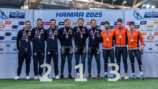 Casy Dawson stood in the center of his two Team Pursuit partners from U.S. Speedskating, which is based in Utah, in the #1 spot of the podium at the World Cup in Norway.