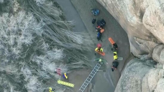 Drone footage captured the quicksand rescue in Arches National Park.