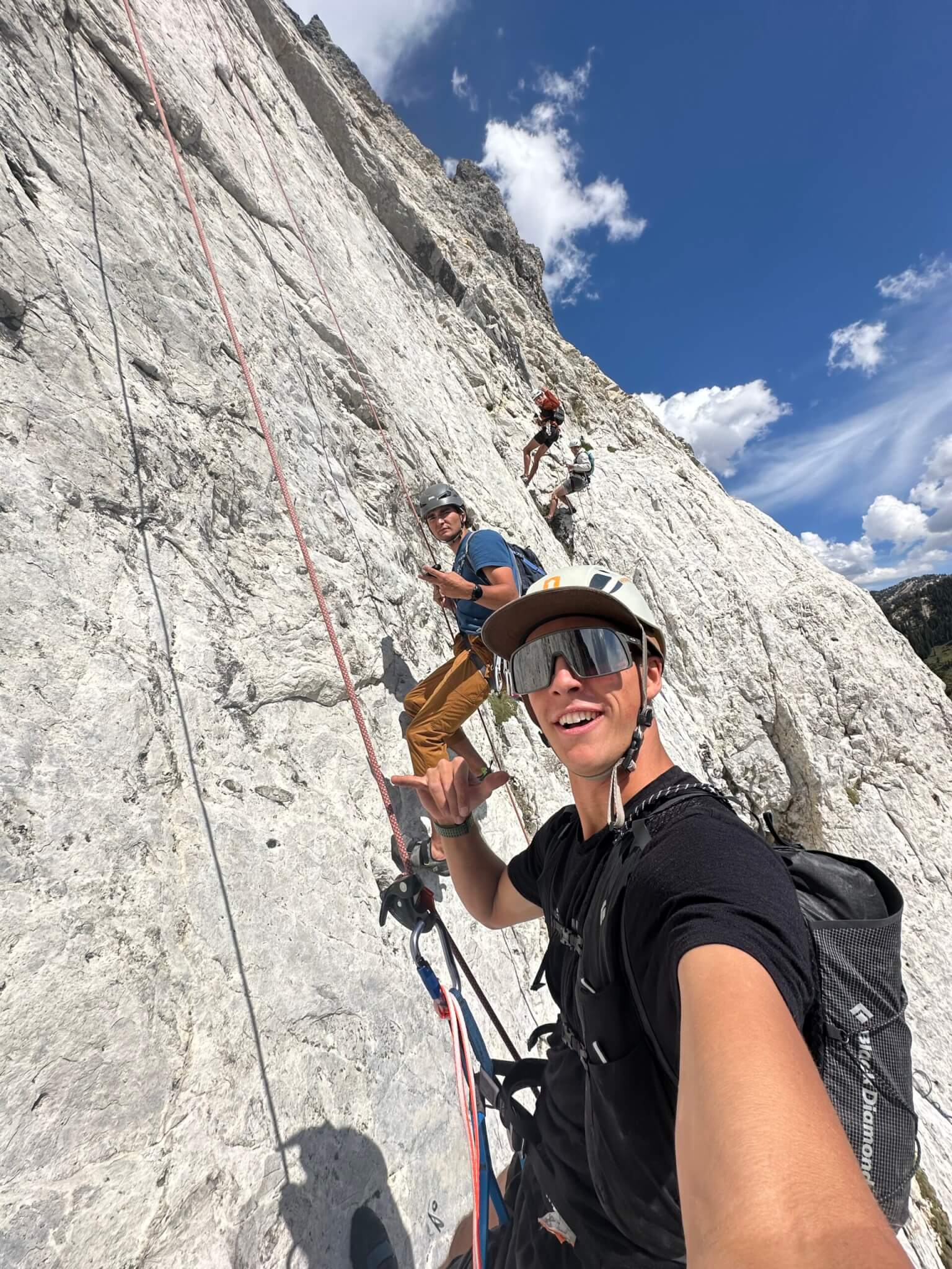 (Pictured in foreground-background) Liam Snihurowych, George Flint, Emmett Olson, Root Roepke on a 4-pitch climb in the Wasatch Mountain Range.