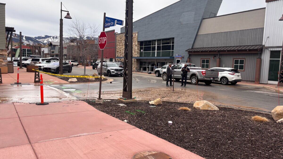 Mountain Regional Water crews work near Center Drive in Newpark during an emergency water shutoff on Tuesday, Dec. 23, 2025.