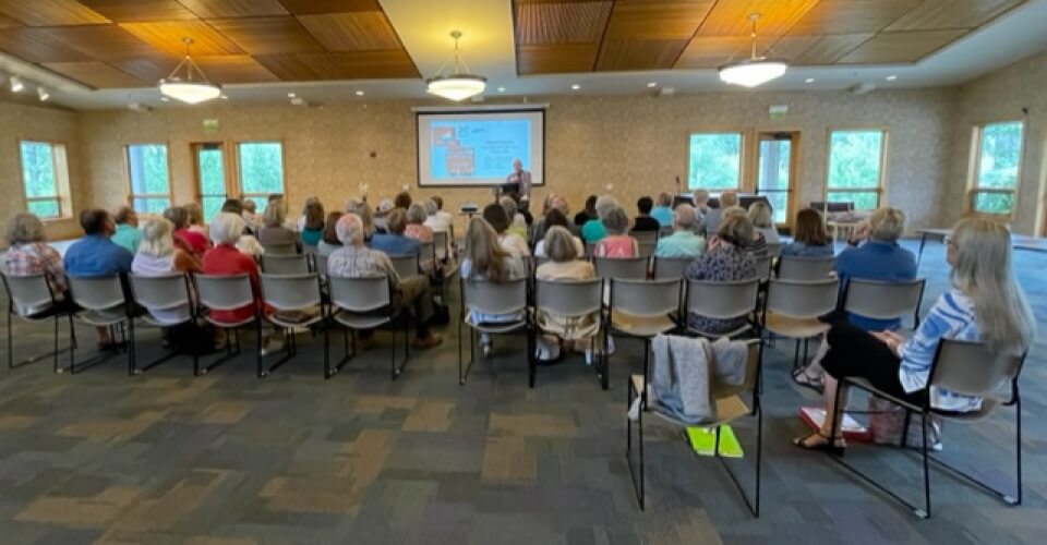 Newcomers Club's monthly coffee and speaker gathering.