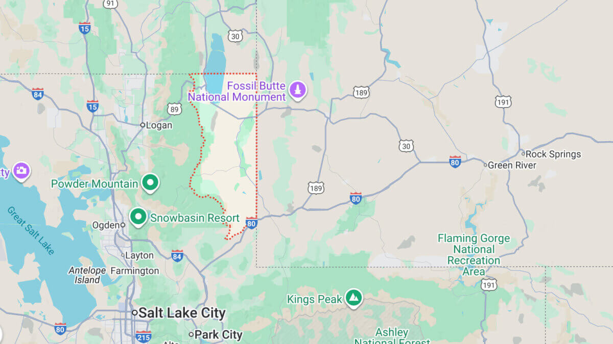Rich County, outlined in red, where a 22-year-old woman fell into a ravine while skiing this weekend.