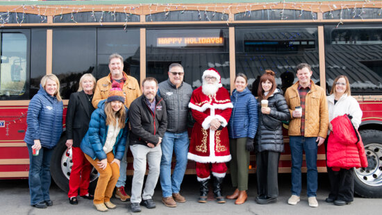 Park City Transit Celebrates 50 Years with Commemorative Trolley Ride, Santa Claus at the Wheel.