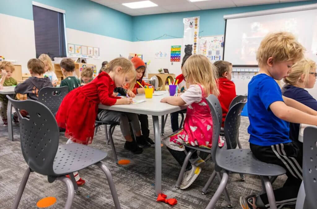Camp Hawk students at Jeremy Ranch Elementary School create handmade holiday cards for Summit County seniors as part of the Seniors Connections Campaign. The after-school program participants crafted hundreds of cards that will be distributed at senior centers throughout December to combat winter isolation among older adults.