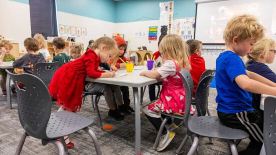 Camp Hawk students at Jeremy Ranch Elementary School create handmade holiday cards for Summit County seniors as part of the Seniors Connections Campaign. The after-school program participants crafted hundreds of cards that will be distributed at senior centers throughout December to combat winter isolation among older adults.