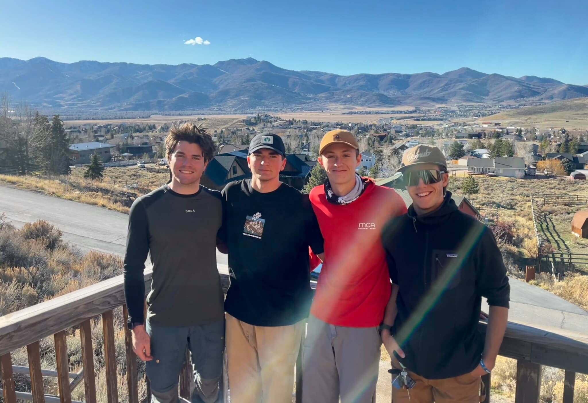 (L-R) Root Roepke, George Flint, Emmett Olson, and Liam Snihurowych in Park City after one of their many climbing sessions.