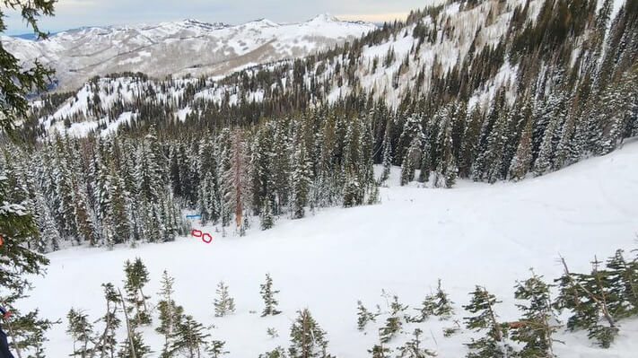 A photo of the avalanche area where two riders were caught outside the Brighton Ski Resort boundary on Saturday, Jan. 3, 2026.