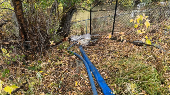 Hoses discharging groundwater directly into Silver Creek at the Treasure Mountain construction site from the Oct. 10, 2025 R&R Environmental email.