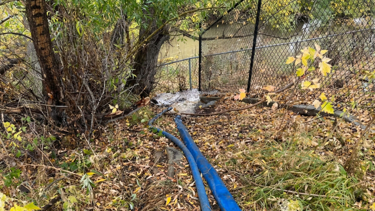 Hoses discharging groundwater directly into Silver Creek at the Treasure Mountain construction site from the Oct. 10, 2025 R&R Environmental email.