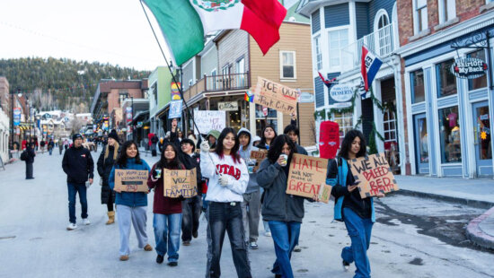 , ICE protest on Main Street during Sundance Film Festival on Monday Jan. 26 2026