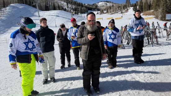 A Jewish prayer service occurs daily near Red Pine Lodge at Park City Mountain Resort.