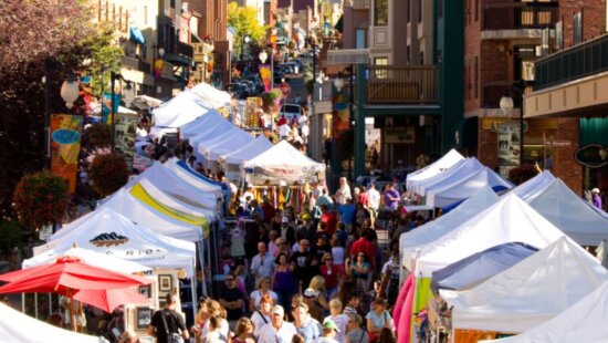 Vendors line the streets at the Park Silly Sunday Market.