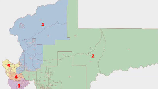 A map of Summit County's newly approved districts. The two districts.