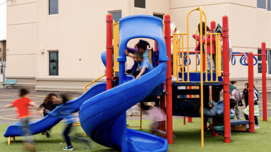 Students play on the playground at Woodrow Wilson Elementary School in South Salt Lake on Tuesday, March 12, 2024.