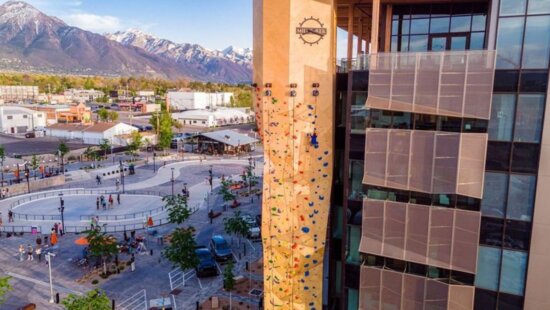 The new dry tooling wall along the side of Millcreek City Hall.