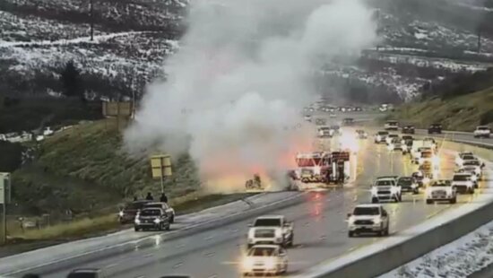 Firefighters responded to a vehicle fire on eastbound Interstate 80 in Parleys Canyon.