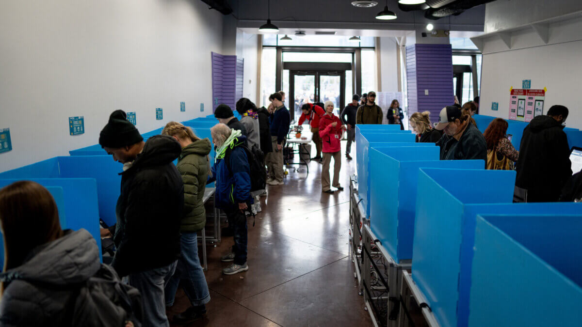 People vote at the Main Library in Salt Lake City on Election Day, Tuesday, Nov. 5, 2024. (Photo by Spenser Heaps for Utah News Dispatch)