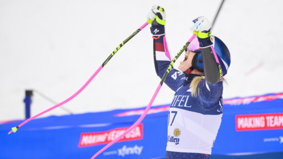 Lindsey Vonn reacts in the finish at World Cup Finals held in Sun Valley, Idaho last year. Vonn will anchor the U.S. Women's alpine team at the 2026 Olympic Games.
