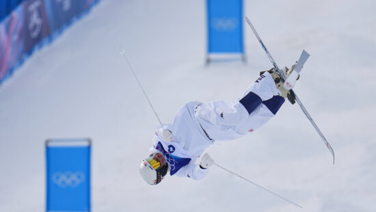 United States' Nick Page competes during the men's freestyle skiing moguls finals at the 2026 Winter Olympics, in Livigno, Italy, Thursday, Feb. 12, 2026.