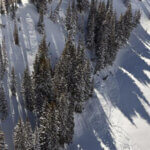 A view of the avalanche in Butler Basin where two people were injured, one critically, after the slide buried them on Feb. 21, 2026.