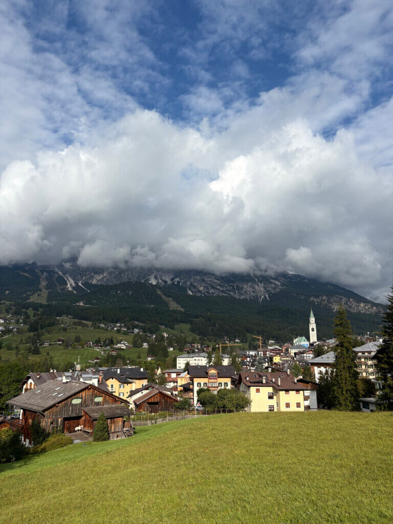 A view of Cortina Italy on an afternoon in September 2025 as the town prepared for the 2026 Winter Olympic Games.