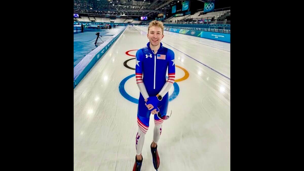 Casey Dawson skating in the Milano Cortina Olympics.