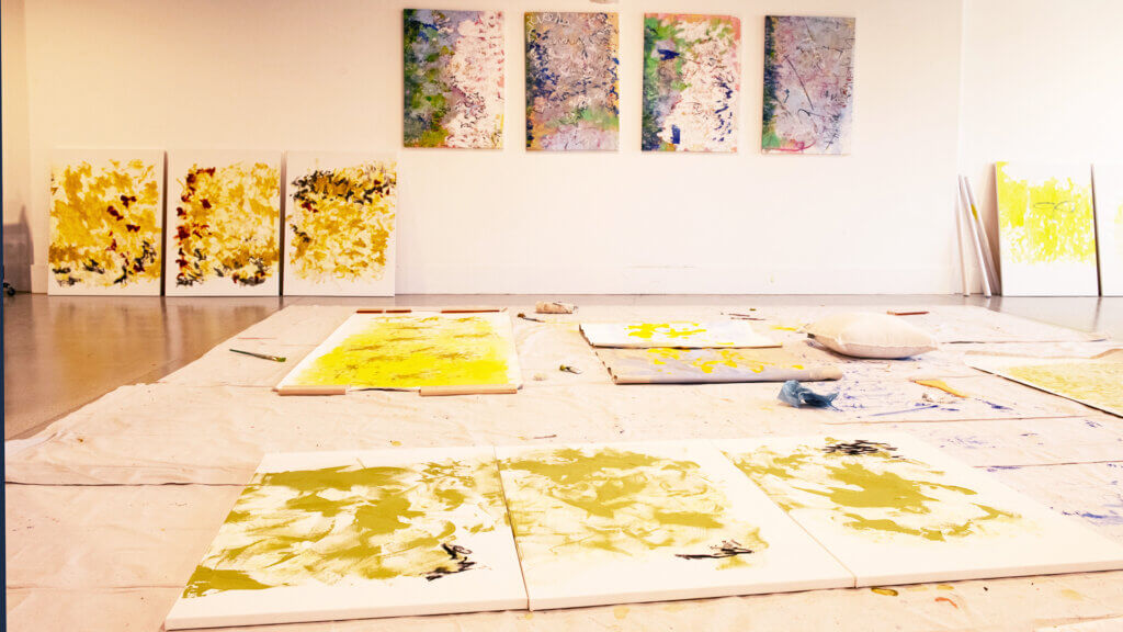 Artist Shel Pink in her Park City Studio