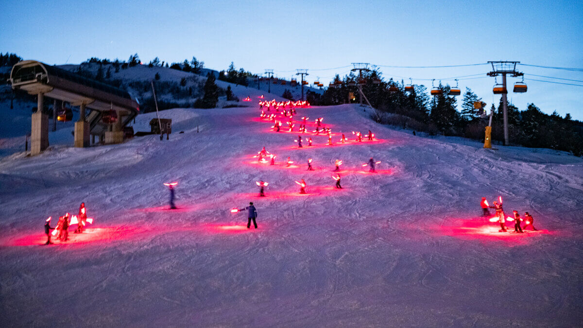 The Torchlight Parade and Fireworks at the Canyons Village in Celebration of the Olympics Closing Ceremonies
