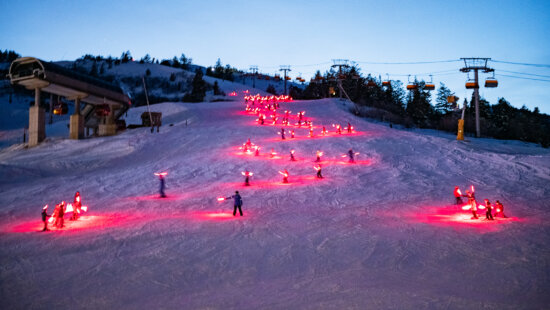 The Torchlight Parade and Fireworks at the Canyons Village in Celebration of the Olympics Closing Ceremonies