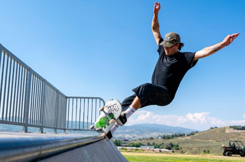 A skateboarder rides the existing features at Trailside Park, where Basin Recreation is gathering public input on a planned redesign of the Wheels Park into a more inclusive, all-ages, all-abilities recreation space.
