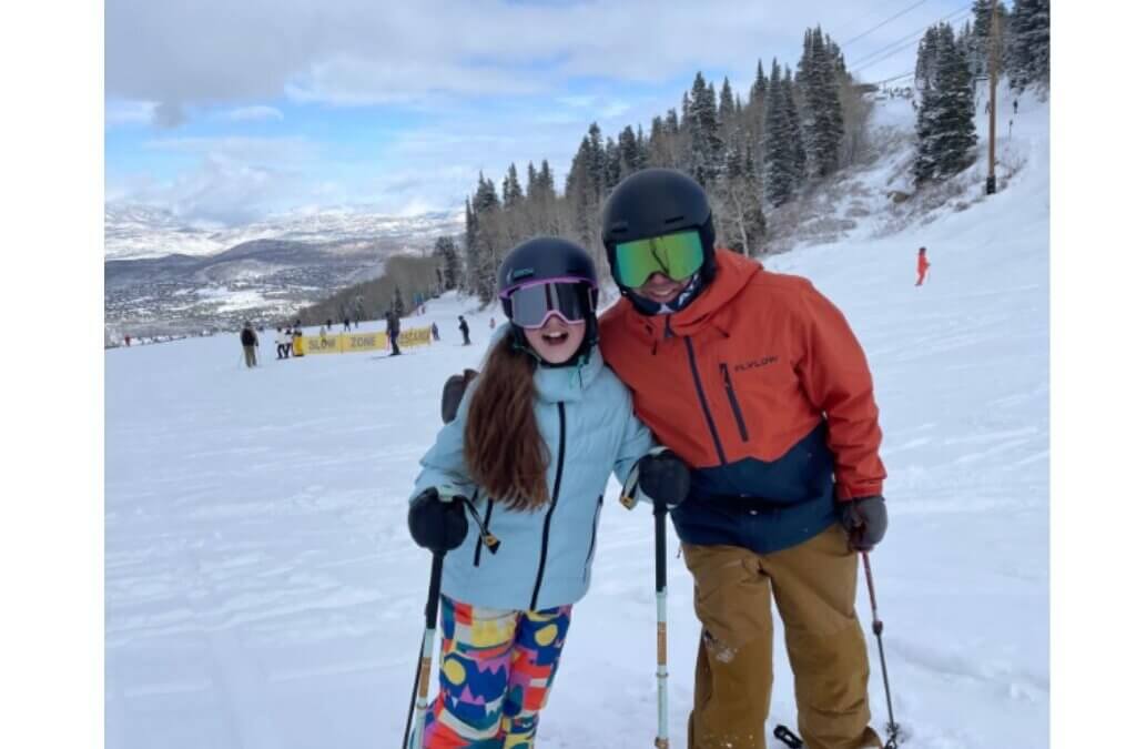 Kevin Holliday, right, poses with his daughter on the slopes in Park City, Utah. A GoFundMe campaign has been launched to support Holliday and his family as he recovers from a skiing accident, according to the fundraiser.
