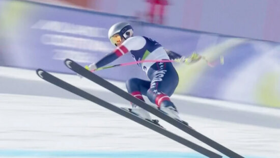 In this image taken from video provided by Olympic Broadcasting Services, OBS, United States Lindsey Vonn crashes during an Alpine ski women’s downhill race at the 2026 Winter Olympics in Cortina, Italy, Sunday, February 8, 2026.
