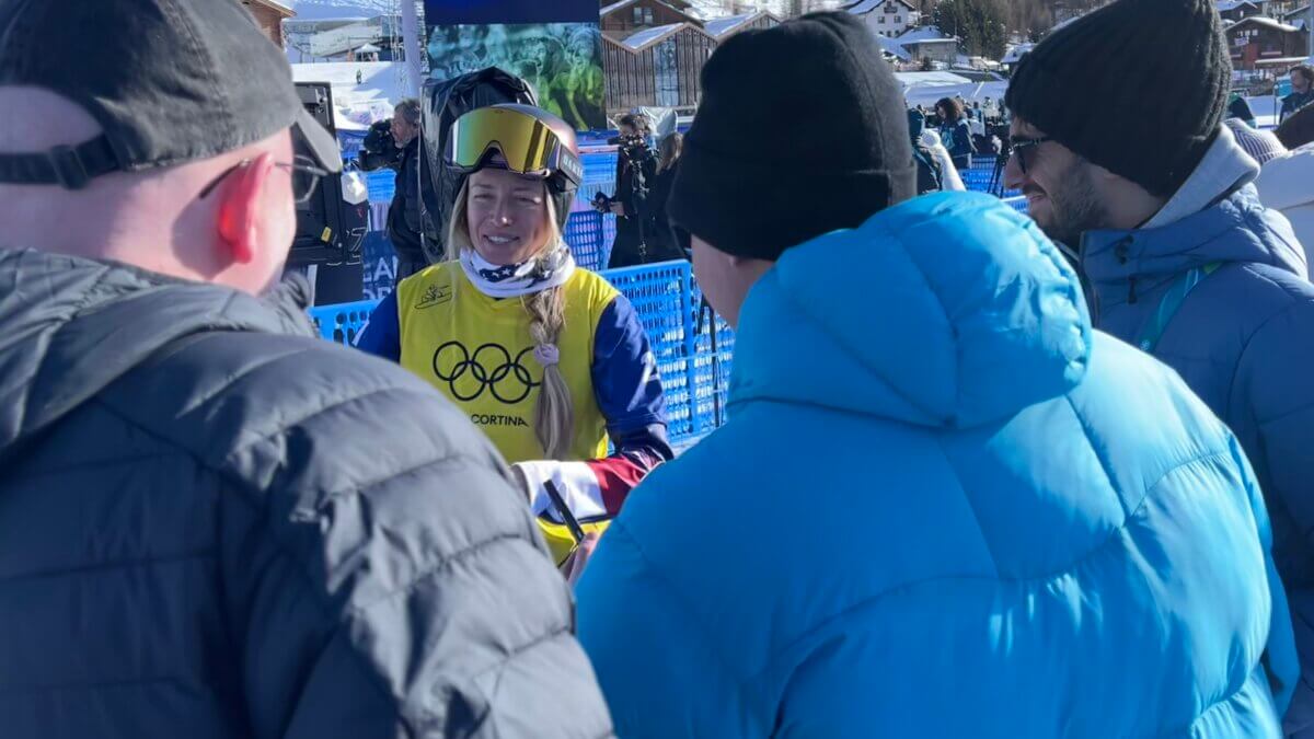 Snowboarder from park City, Faye Thelen at the Milan Cortina Olympics.