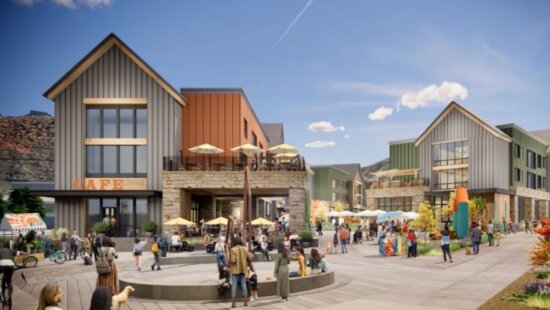 Brinshore Development presented renderings of the Bonanza redevelopment to Park City Council. These renderings are not final and will go through an iterative process with the planning commission.