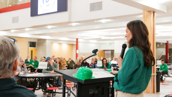 Summit County Democrats gather and mingle during caucus night Tuesday, as voters met neighbors, connected with candidates and took part in the local party process.