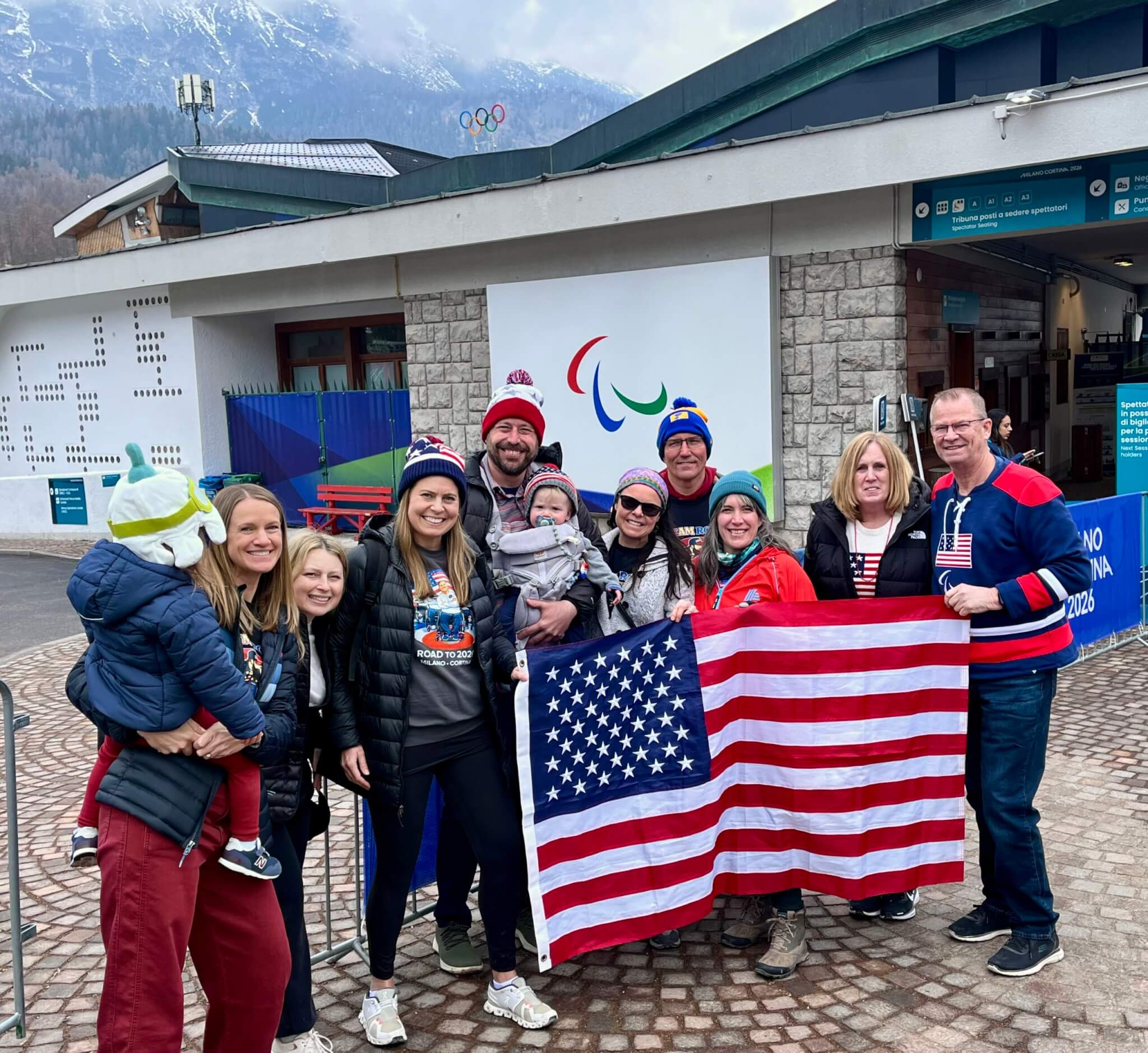 Athlete Dan Rose's support crew from the States.