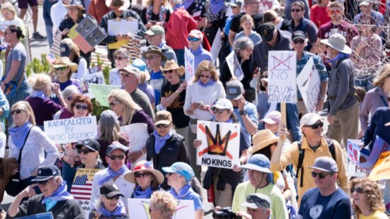 Protesters gather for Park City's No Kings protest on March 28.