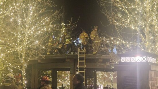 Park City and Wasatch Fire respond to St. Regis gazebo fire.