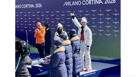 Womens Para Snowboard Banked Slalom podium.