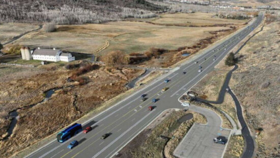 A rendering shows the final design for the SR-224 corridor near McPolin Barn, with dedicated bus rapid transit lanes and a transit stop.